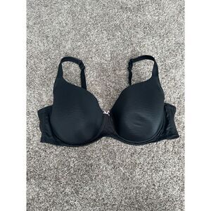 cacique lightly lined balconette underwire black mesh bra size 46DD